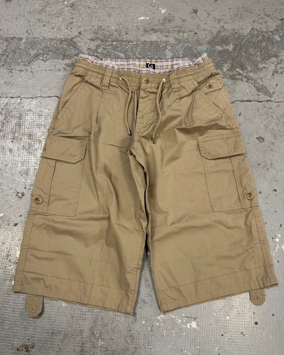 AW2004 Dolce & Gabbana Beige Double Waisted Cargo Shorts JUCJhYi 0