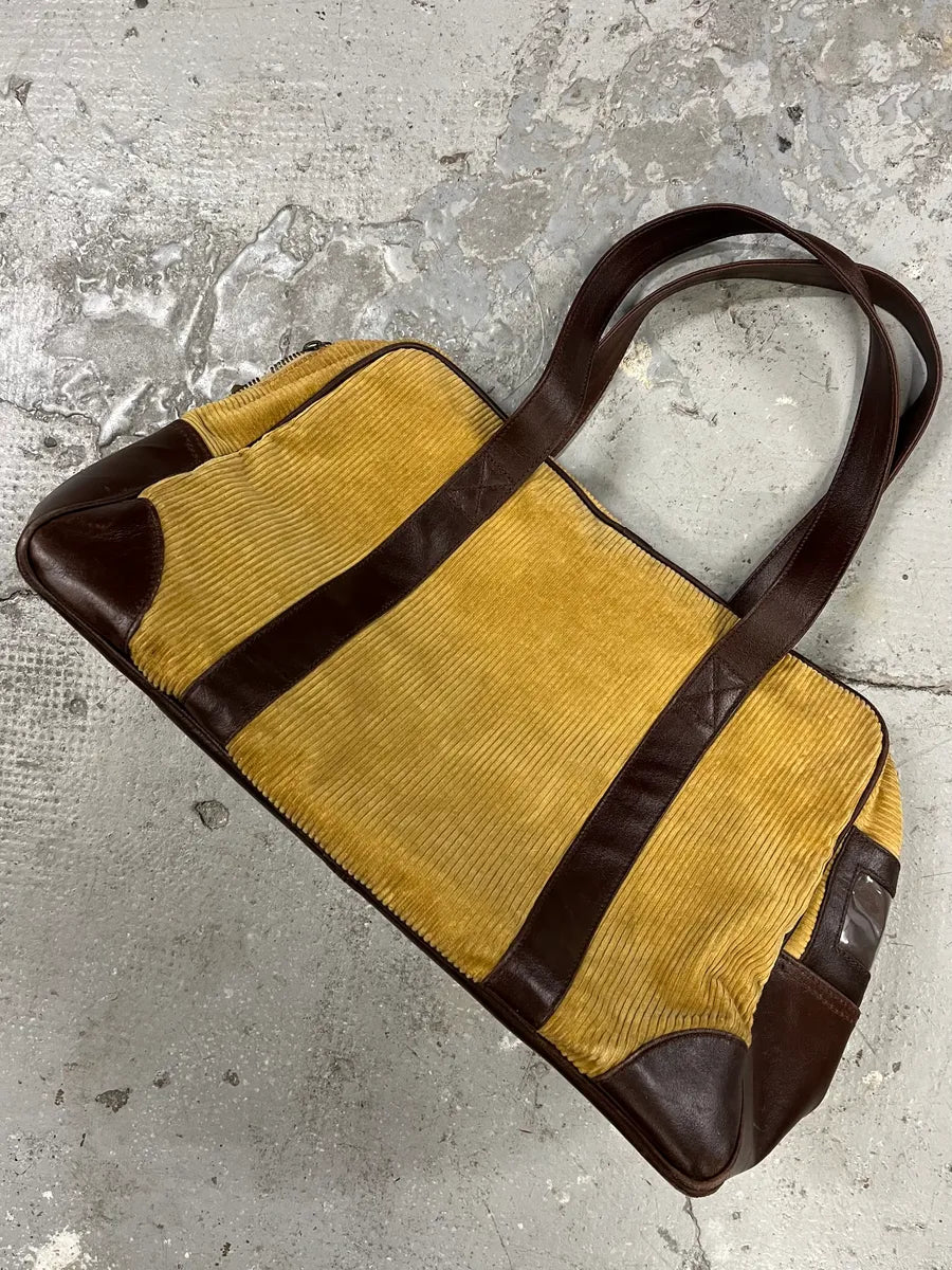 AW2004 Dolce & Gabbana Beige Velvet & Brown Leather Daily Bag (OS) 0