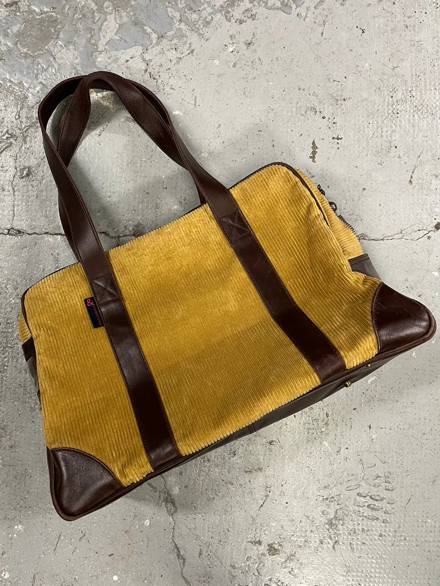 AW2004 Dolce & Gabbana Beige Velvet & Brown Leather Daily Bag (OS) 1