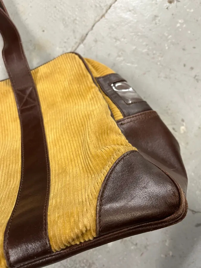 AW2004 Dolce & Gabbana Beige Velvet & Brown Leather Daily Bag (OS) 2