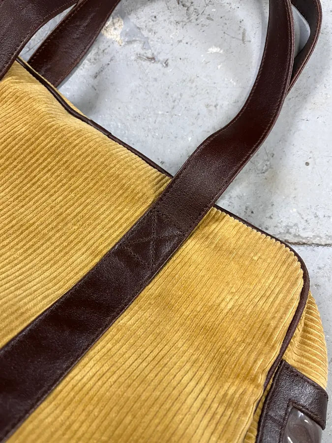 AW2004 Dolce & Gabbana Beige Velvet & Brown Leather Daily Bag (OS) 6