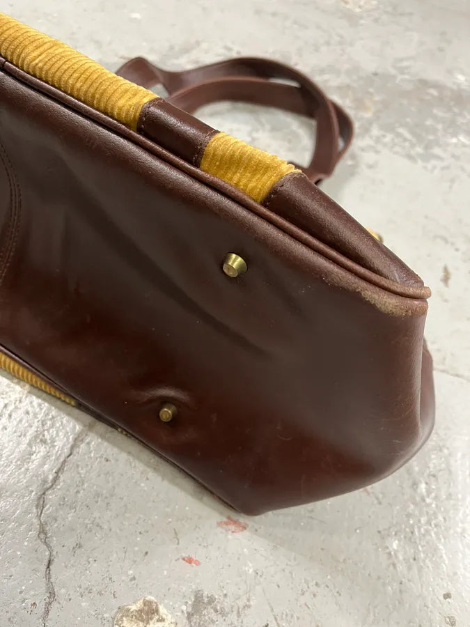 AW2004 Dolce & Gabbana Beige Velvet & Brown Leather Daily Bag (OS) 7