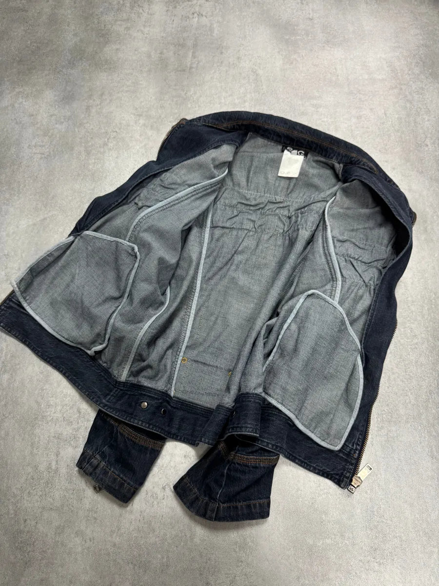 AW2004 Dolce & Gabbana Biker Hybrid Leather Lines Denim Jacket GlXmdOS 7