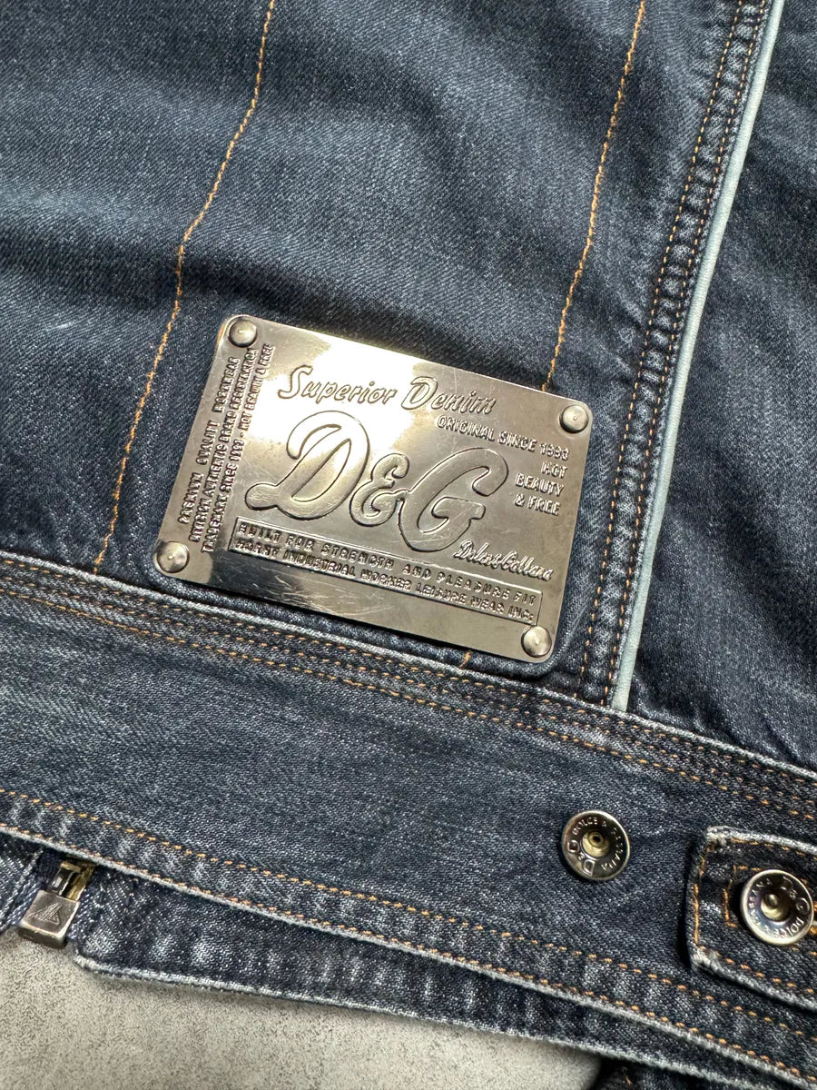 AW2004 Dolce & Gabbana Biker Hybrid Leather Lines Denim Jacket GlXmdOS 8