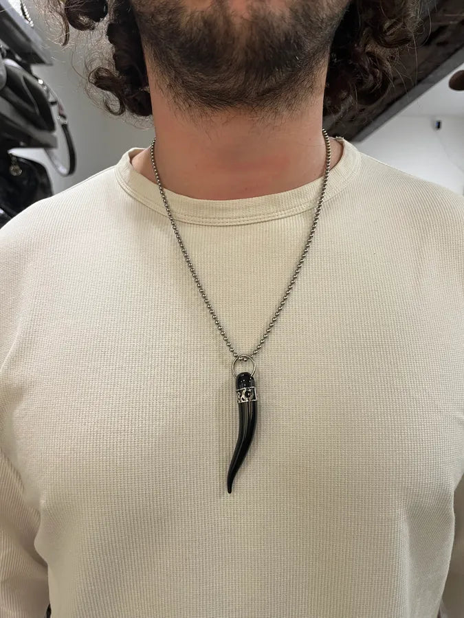 AW2004 Dolce & Gabbana Black Tooth Ball Chain Necklace NsOYBlZ 1