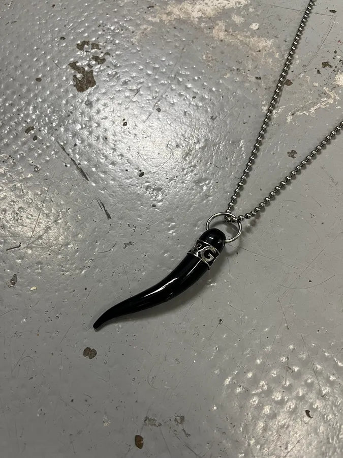 AW2004 Dolce & Gabbana Black Tooth Ball Chain Necklace NsOYBlZ 2