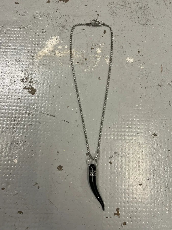 AW2004 Dolce & Gabbana Black Tooth Ball Chain Necklace NsOYBlZ 4