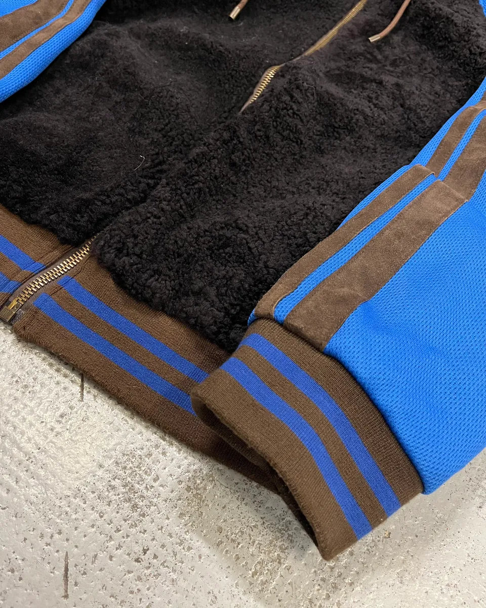AW2004 Dolce & Gabbana Blue & Brown Hybrid Hooded Zip-up Jacket JdHatpj 5