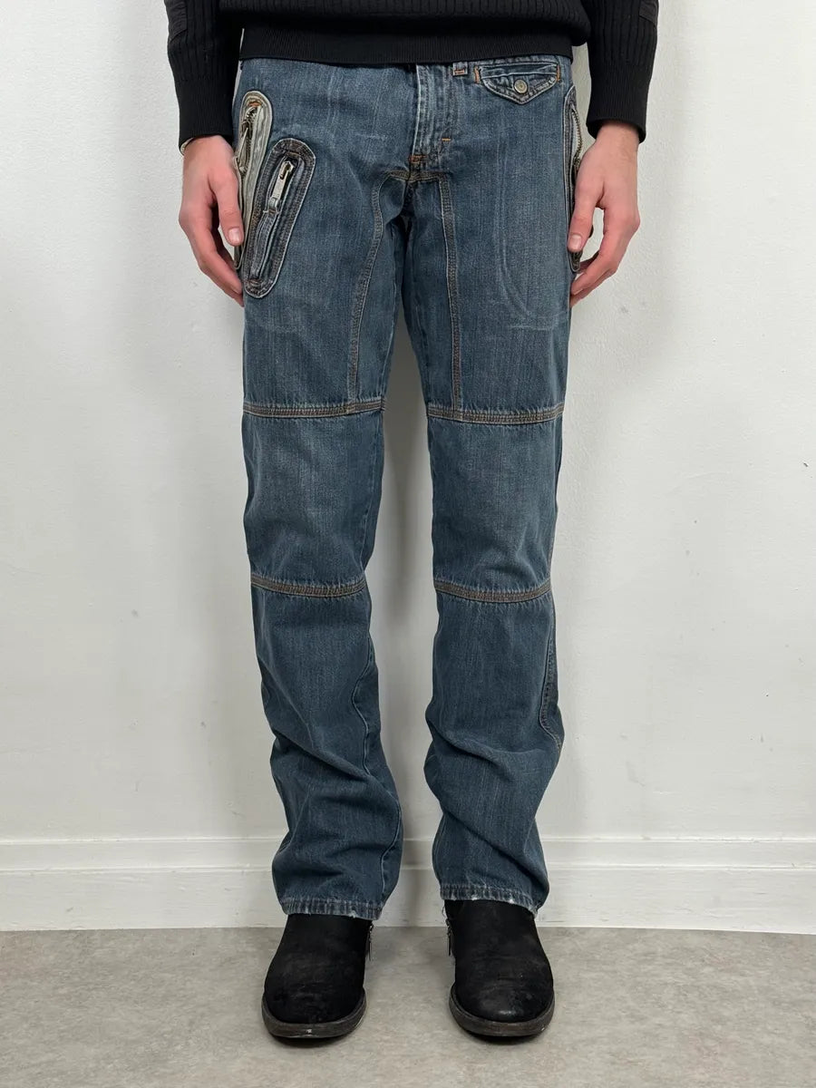 AW2004 Dolce & Gabbana Blue Biker Denim Jeans QqXWRXv 1