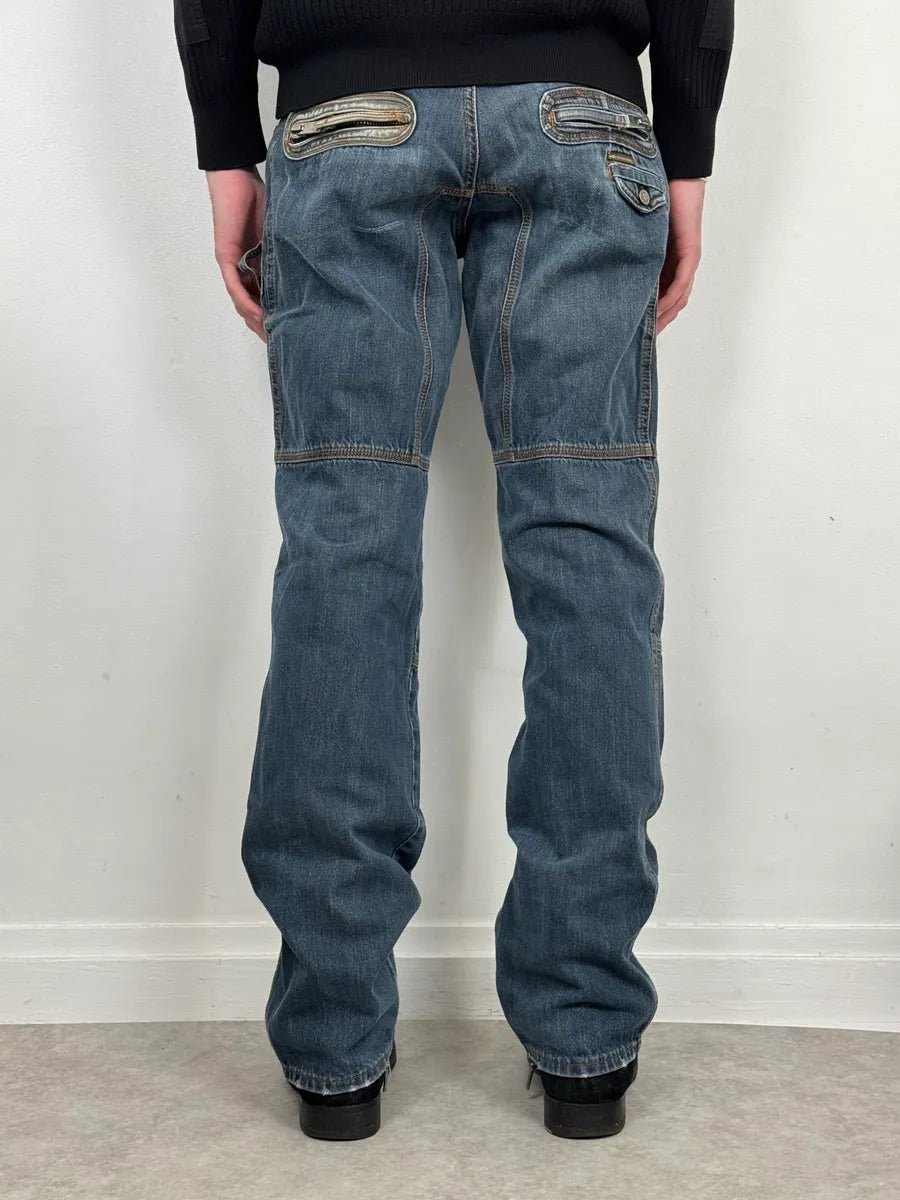 AW2004 Dolce & Gabbana Blue Biker Denim Jeans QqXWRXv 3