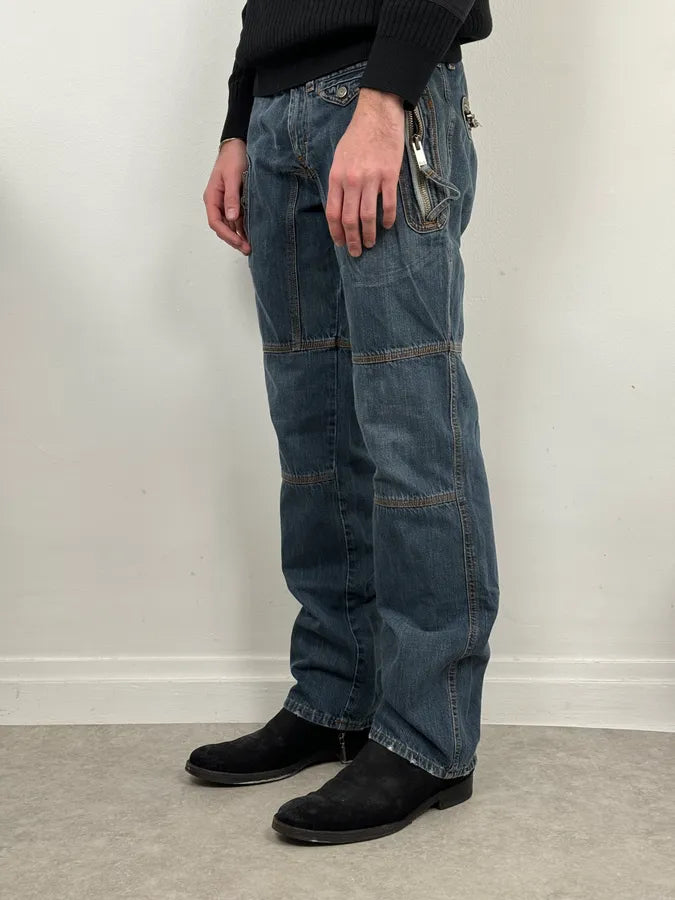 AW2004 Dolce & Gabbana Blue Biker Denim Jeans QqXWRXv 2