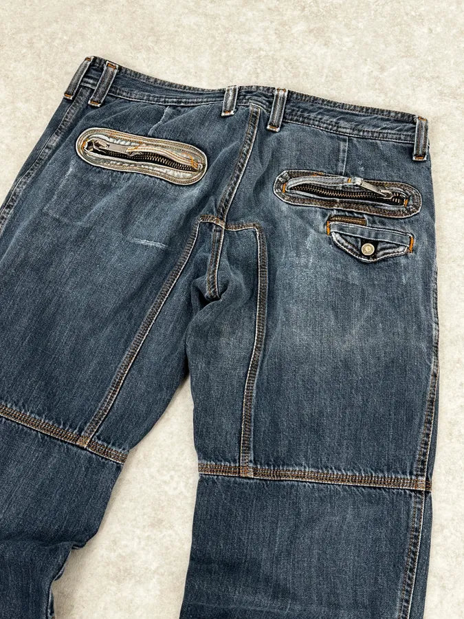 AW2004 Dolce & Gabbana Blue Biker Denim Jeans QqXWRXv 6