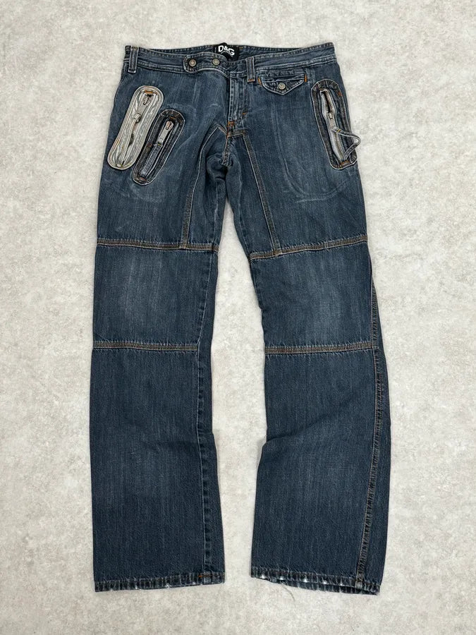 AW2004 Dolce & Gabbana Blue Biker Denim Jeans QqXWRXv 0