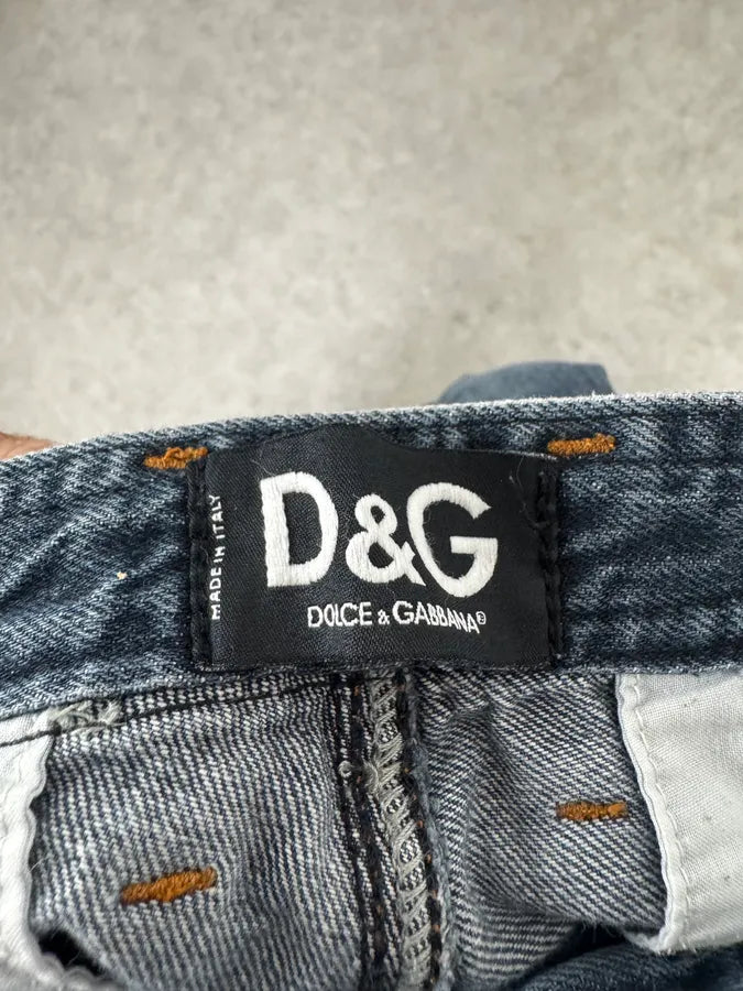 AW2004 Dolce & Gabbana Blue Biker Denim Jeans QqXWRXv 7