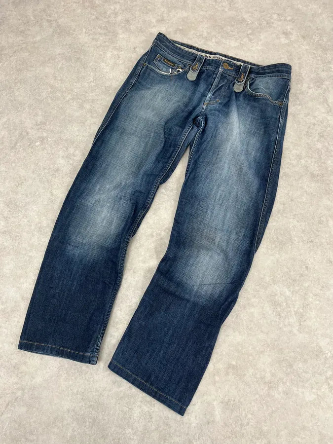 AW2004 Dolce & Gabbana Blue Biker Faded Denim Jeans qUogvOL 4
