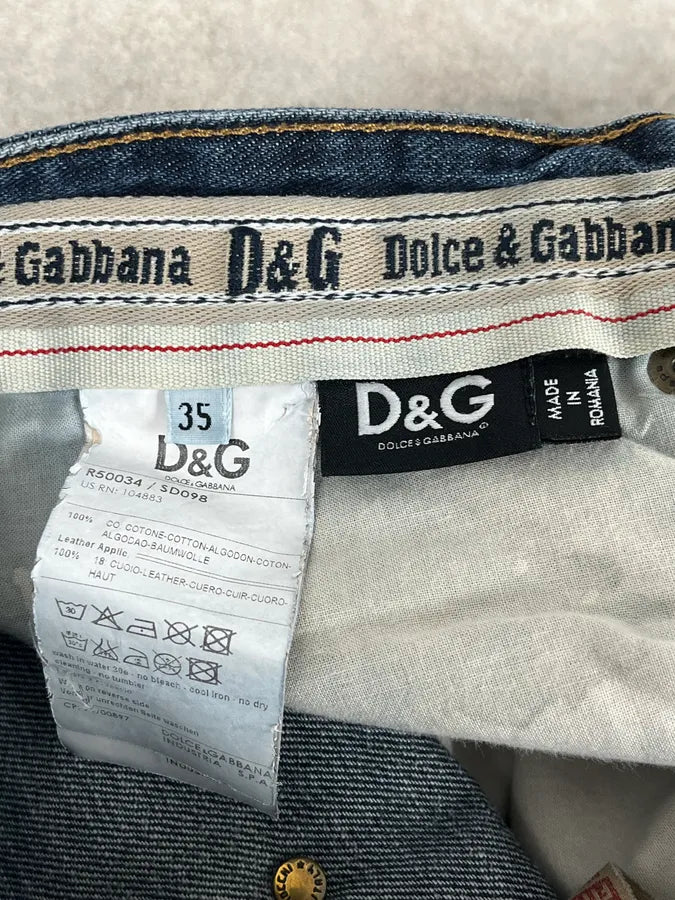 AW2004 Dolce & Gabbana Blue Biker Faded Denim Jeans qUogvOL 10