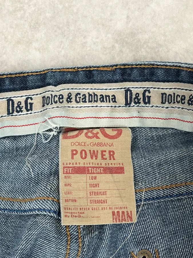 AW2004 Dolce & Gabbana Blue Biker Faded Denim Jeans qUogvOL 8