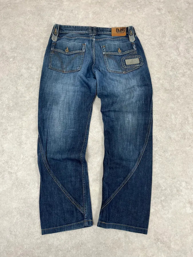 AW2004 Dolce & Gabbana Blue Biker Faded Denim Jeans qUogvOL 6