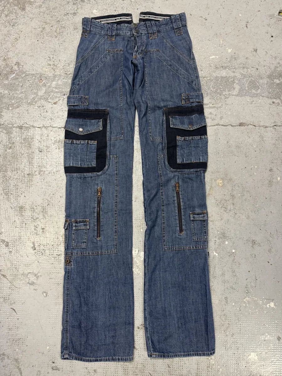 AW2004 Dolce & Gabbana Blue Cargo Denim Jeans lqUEKVV 3
