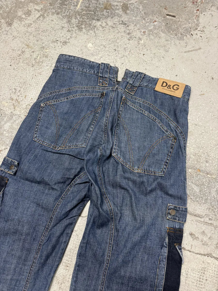AW2004 Dolce & Gabbana Blue Cargo Denim Jeans lqUEKVV 6