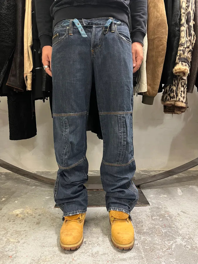 AW2004 Dolce & Gabbana Blue Denim Biker Jeans (M) vThIwsN 1