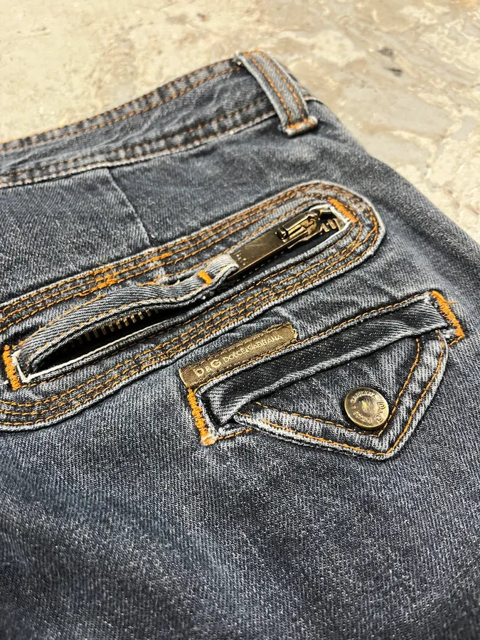 AW2004 Dolce & Gabbana Blue Denim Biker Jeans (M) vThIwsN 11