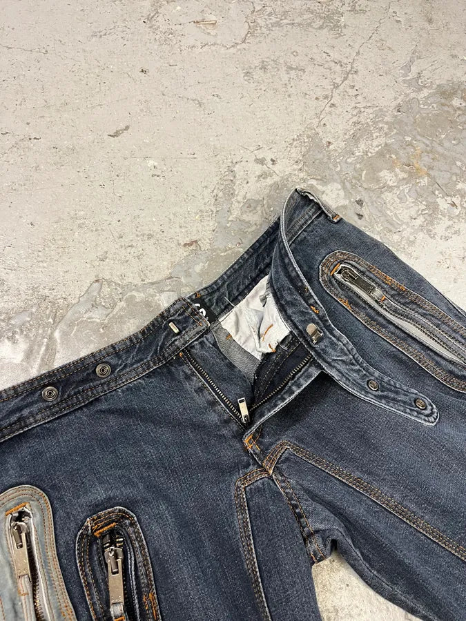 AW2004 Dolce & Gabbana Blue Denim Biker Jeans (M) vThIwsN 12
