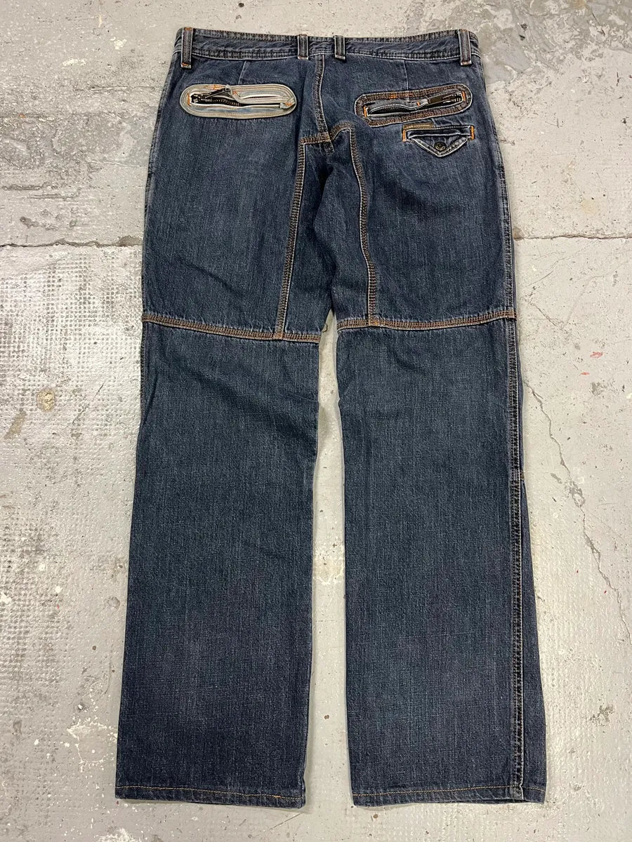 AW2004 Dolce & Gabbana Blue Denim Biker Jeans (M) vThIwsN 3