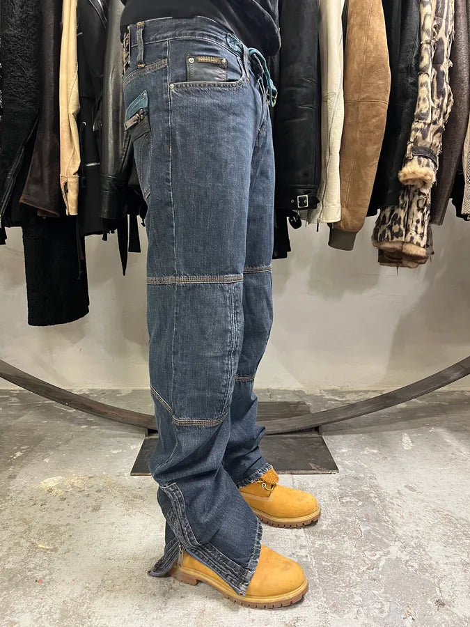 AW2004 Dolce & Gabbana Blue Denim Biker Jeans (M) vThIwsN 5