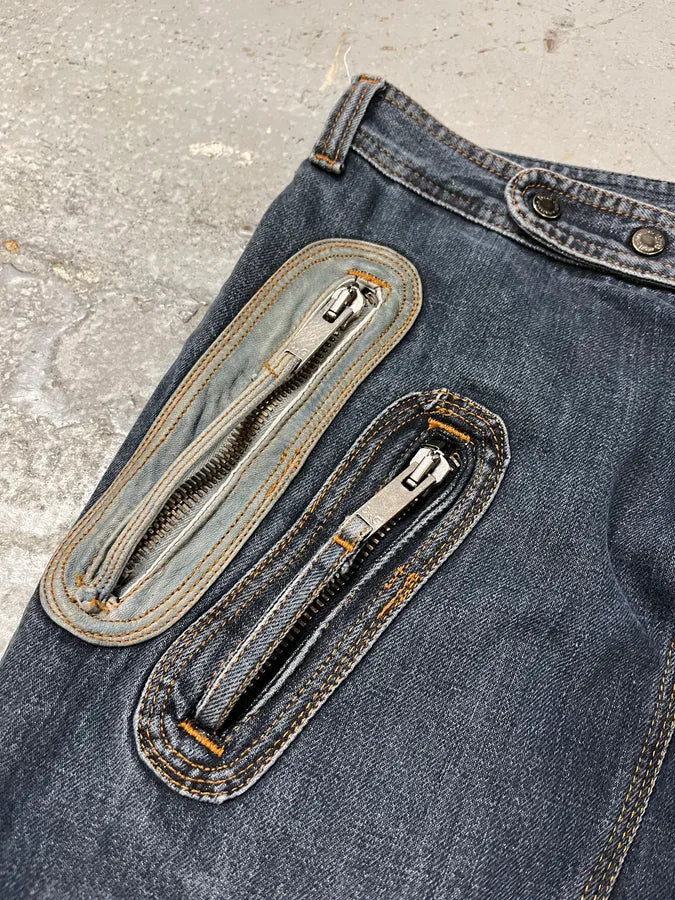 AW2004 Dolce & Gabbana Blue Denim Biker Jeans (M) vThIwsN 8