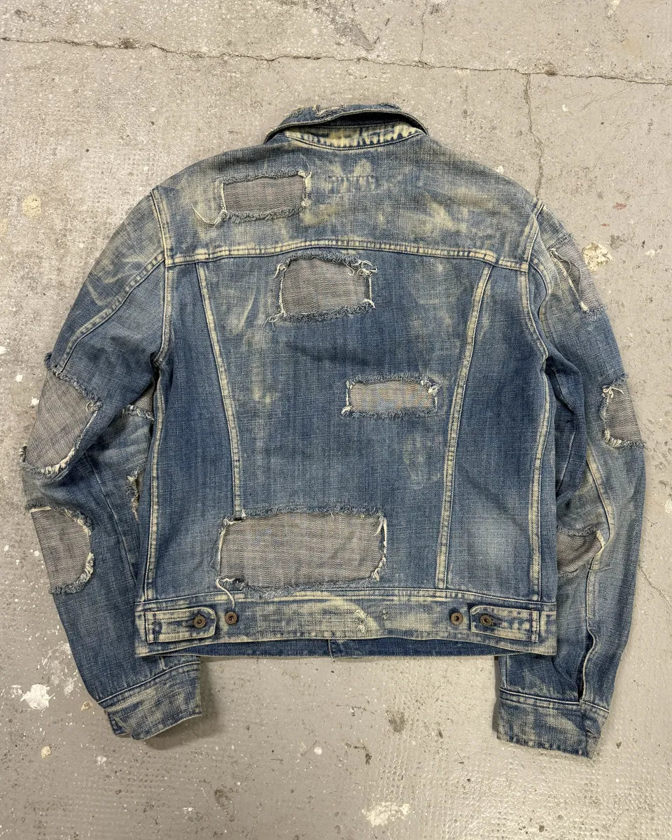 AW2004 Dolce & Gabbana Blue Denim Patchwork Distressed Jacket (S) 5