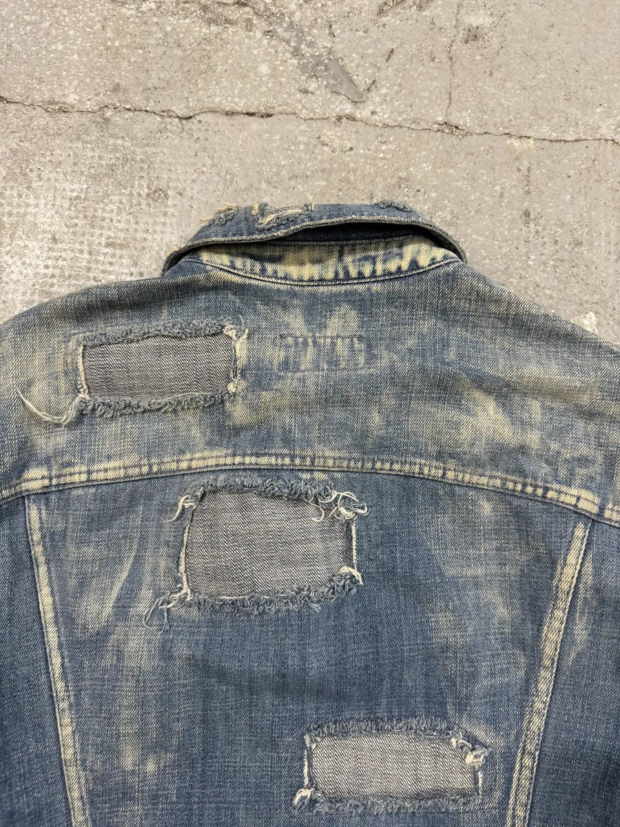 AW2004 Dolce & Gabbana Blue Denim Patchwork Distressed Jacket (S) 7