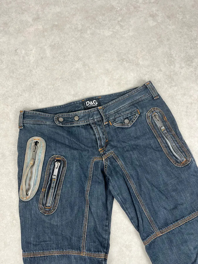 AW2004 Dolce & Gabbana Blue Denim Zip Multi-Pocket Jeans aKIYJQu 5