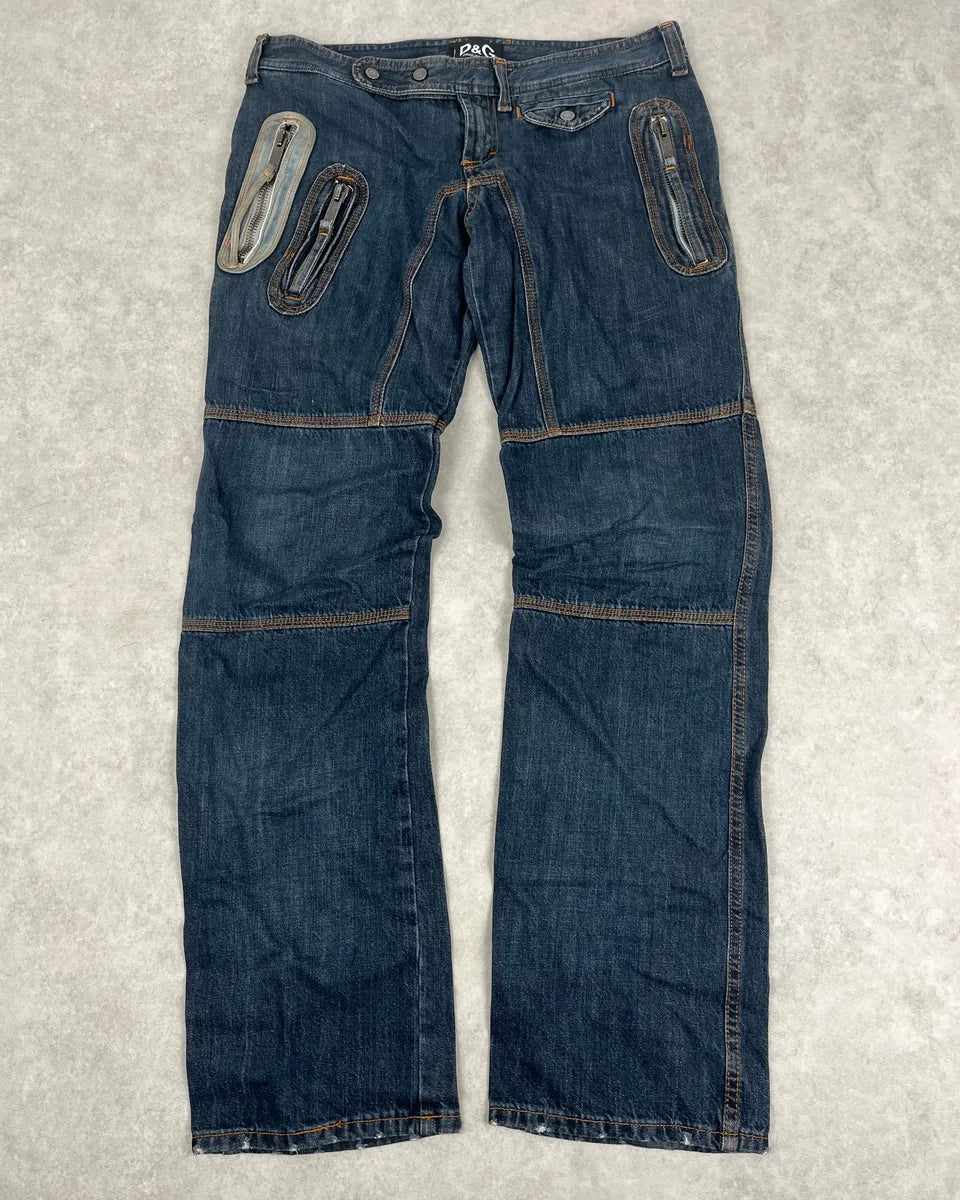 AW2004 Dolce & Gabbana Blue Denim Zip Multi-Pocket Jeans aKIYJQu 0