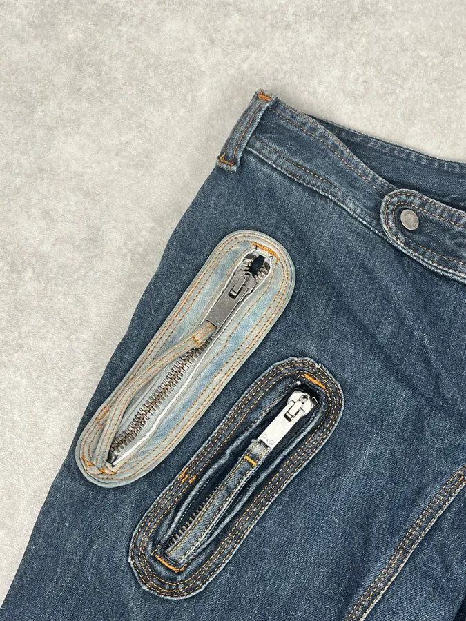 AW2004 Dolce & Gabbana Blue Denim Zip Multi-Pocket Jeans aKIYJQu 8