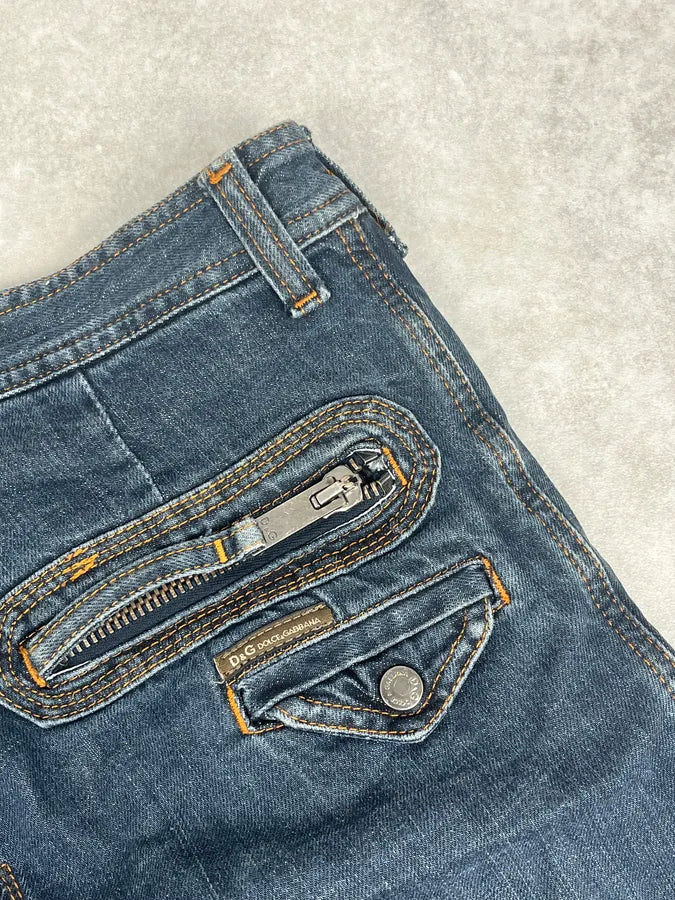 AW2004 Dolce & Gabbana Blue Denim Zip Multi-Pocket Jeans aKIYJQu 10