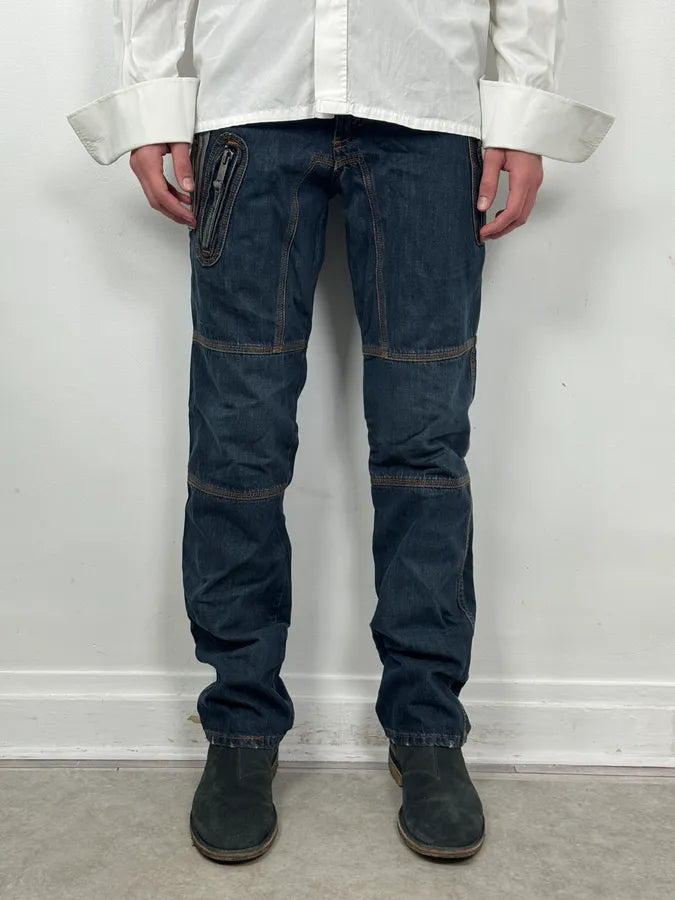 AW2004 Dolce & Gabbana Blue Denim Zip Multi-Pocket Jeans aKIYJQu 1