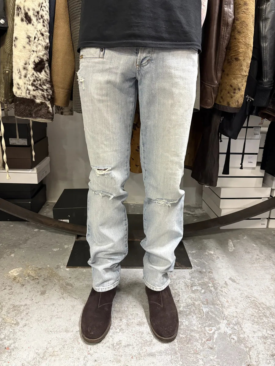 AW2004 Dolce & Gabbana Blue Faded Distressed Denim Jeans TfbrghV 4