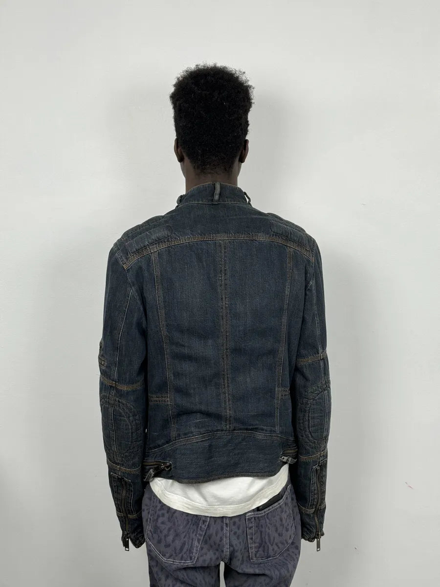 AW2004 Dolce & Gabbana Blue Padded Biker Denim Jacket IPRCUat 2