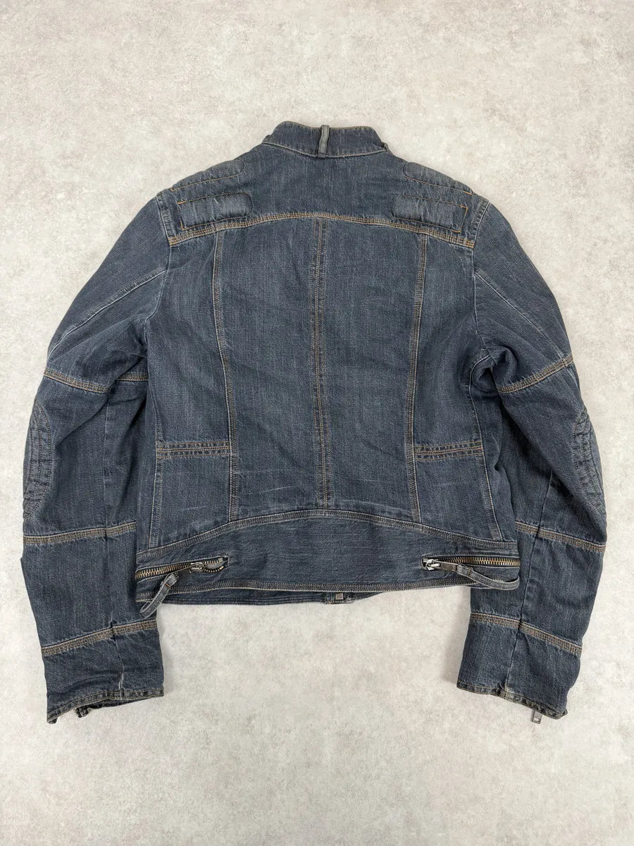 AW2004 Dolce & Gabbana Blue Padded Biker Denim Jacket IPRCUat 3