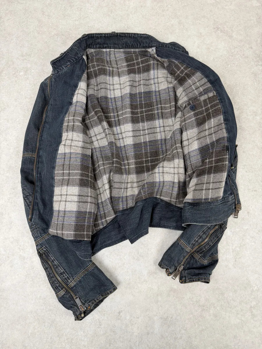 AW2004 Dolce & Gabbana Blue Padded Biker Denim Jacket IPRCUat 5