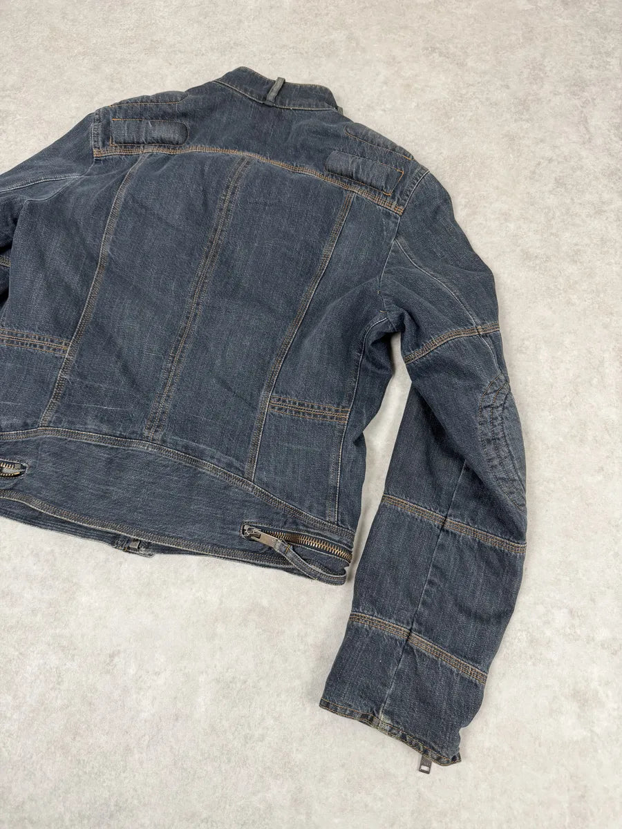 AW2004 Dolce & Gabbana Blue Padded Biker Denim Jacket IPRCUat 6