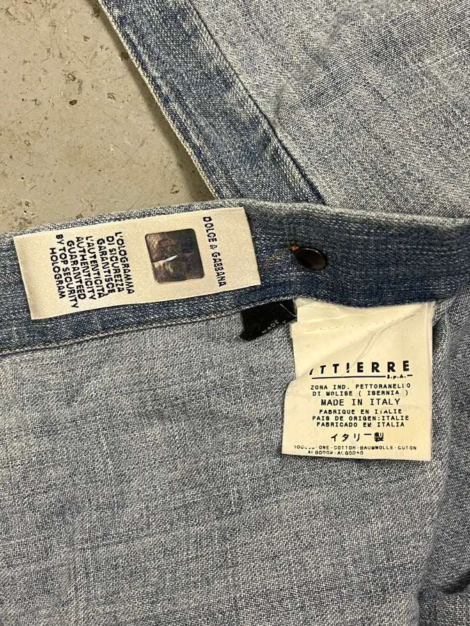 AW2004 Dolce & Gabbana Blue Printed Sleeveless Denim Vest ddeyUiU 8