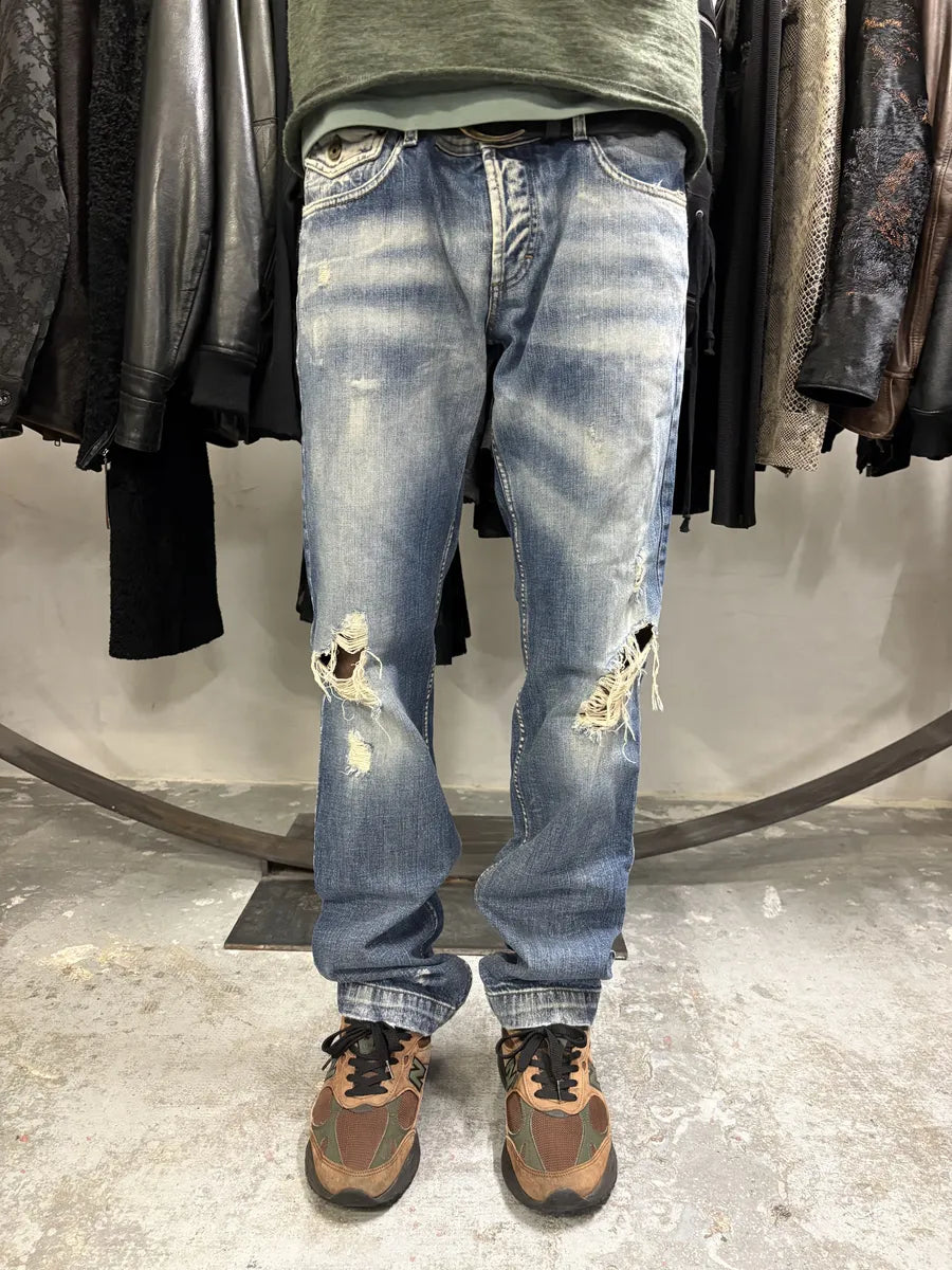 AW2004 Dolce & Gabbana Blue Straight Faded Ripped Denim Jeans (L) OchEDJi 0