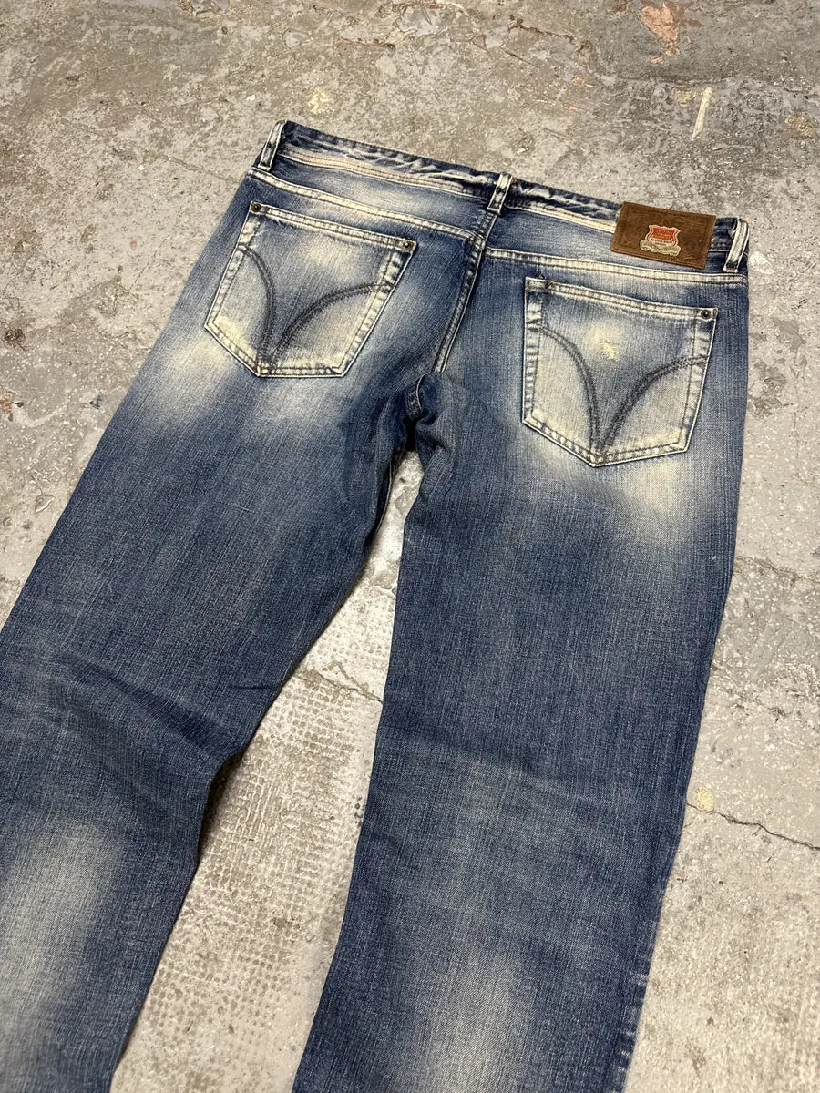 AW2004 Dolce & Gabbana Blue Straight Faded Ripped Denim Jeans (L) OchEDJi 11