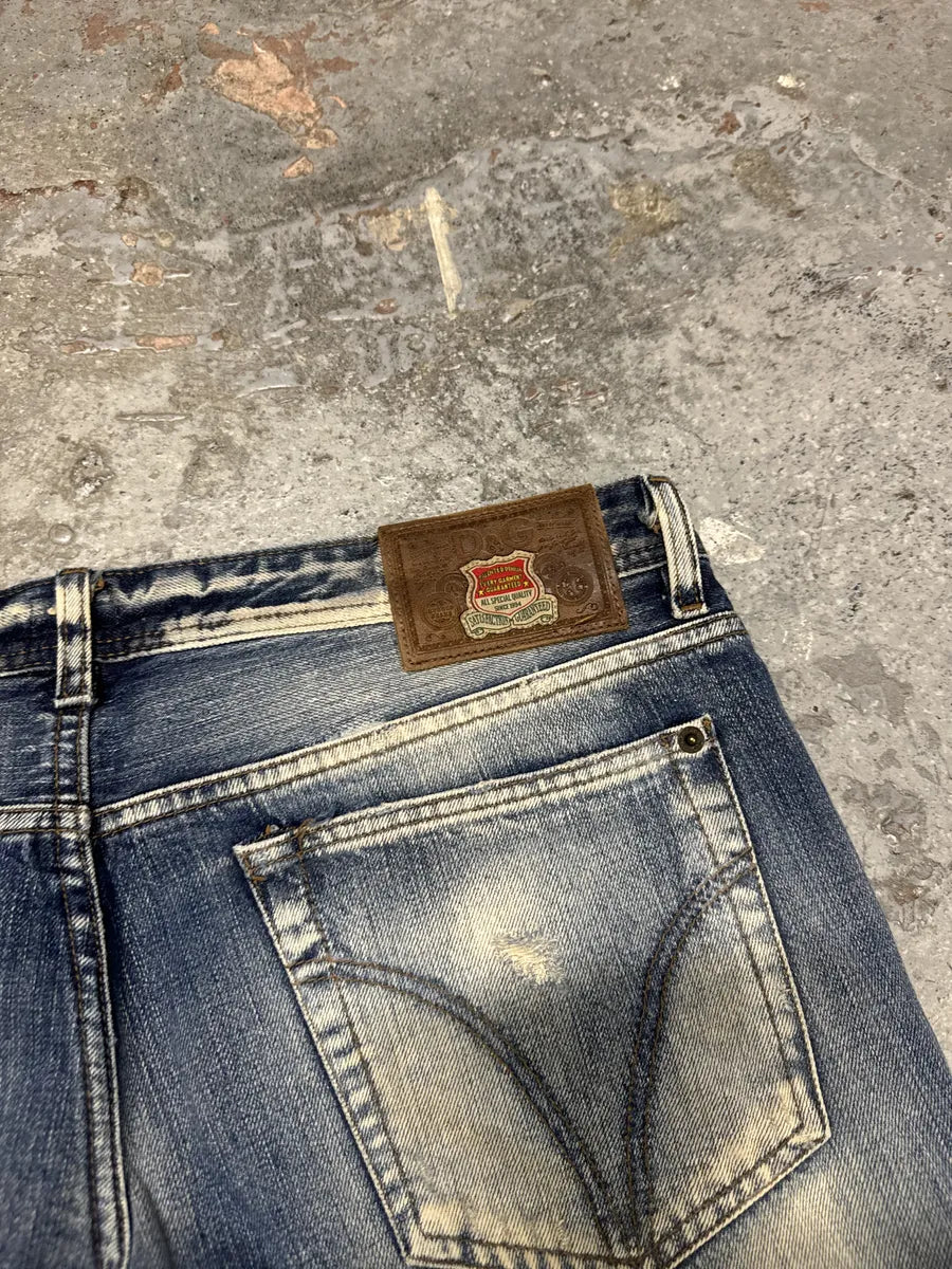 AW2004 Dolce & Gabbana Blue Straight Faded Ripped Denim Jeans (L) OchEDJi 12
