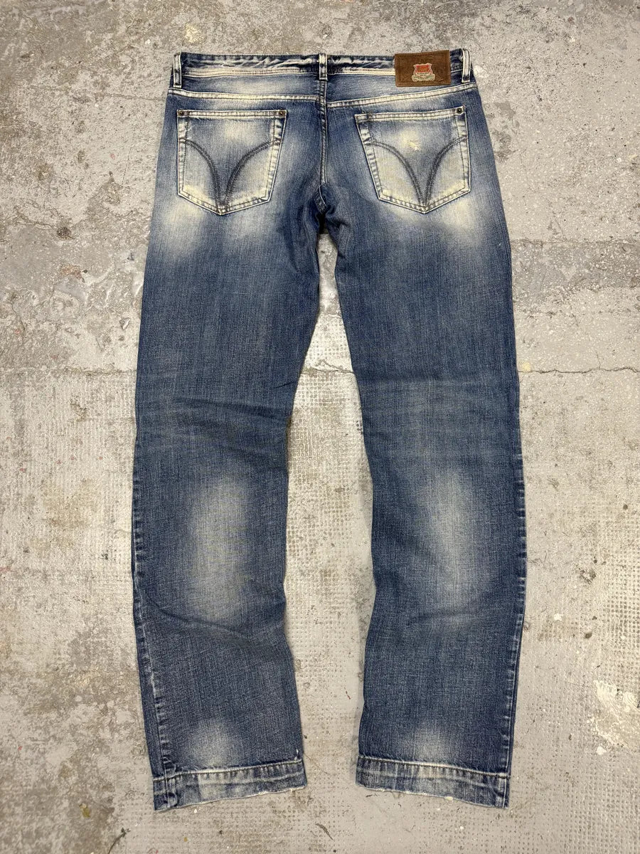 AW2004 Dolce & Gabbana Blue Straight Faded Ripped Denim Jeans (L) OchEDJi 4