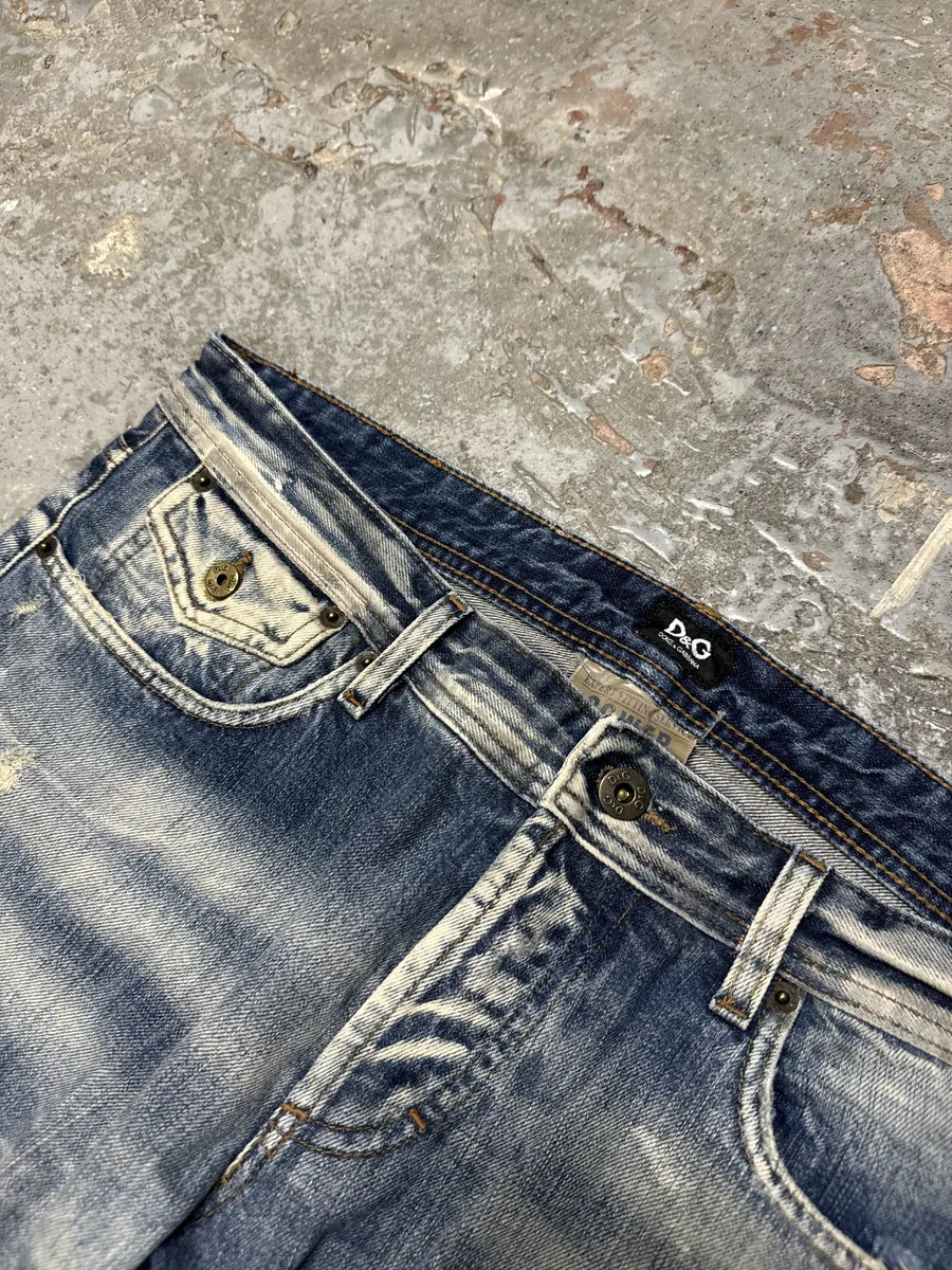 AW2004 Dolce & Gabbana Blue Straight Faded Ripped Denim Jeans (L) OchEDJi 6