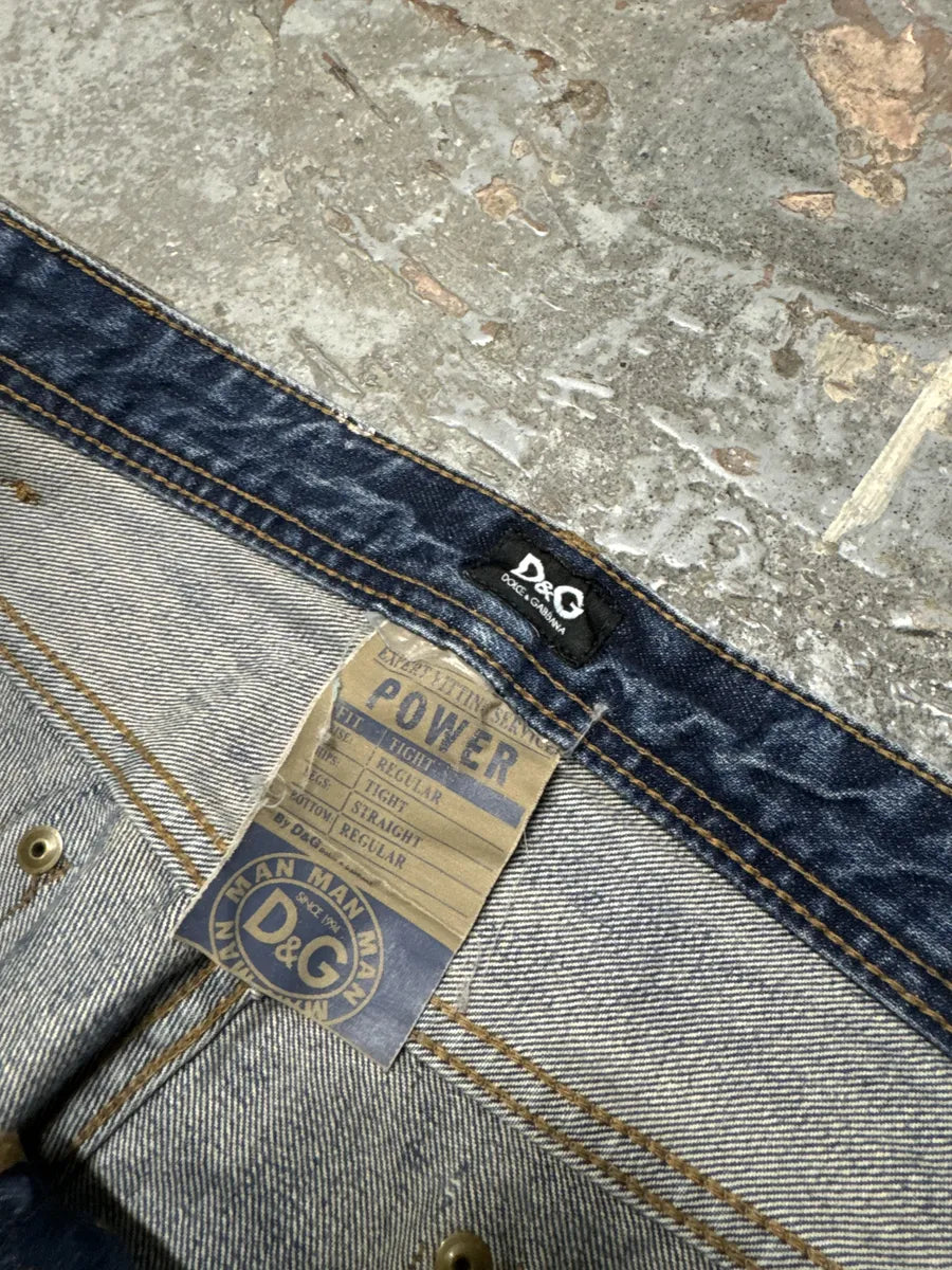 AW2004 Dolce & Gabbana Blue Straight Faded Ripped Denim Jeans (L) OchEDJi 7