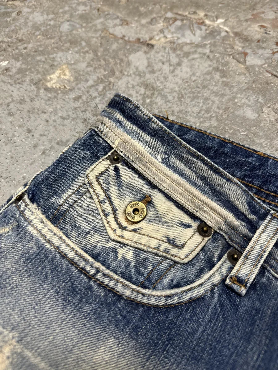 AW2004 Dolce & Gabbana Blue Straight Faded Ripped Denim Jeans (L) OchEDJi 9